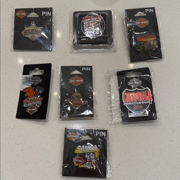 Harley-Davidson Other - 7 pc Harley-Davidson Assorted Collectible Pins - Black, Red, Silver